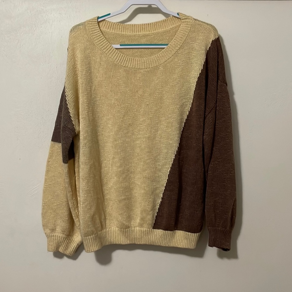 Brown and Tan Knit Sweater